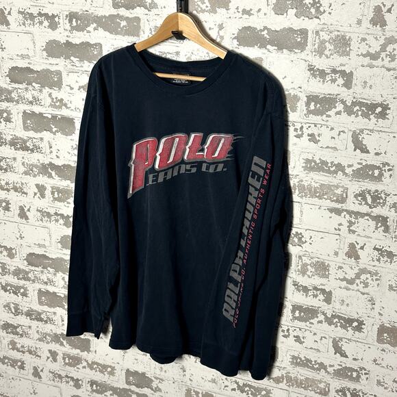 Vintage Polo Ralph lauren Polo Jeans Shirt Y2K Print Long Sleeve - Picture 1 of 8